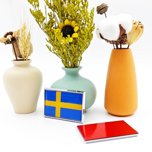 Image of Sweden Flag Sticker Emblem Swedish Decal Car Chrome Flags, 2 Pack, 3 x 2 inches