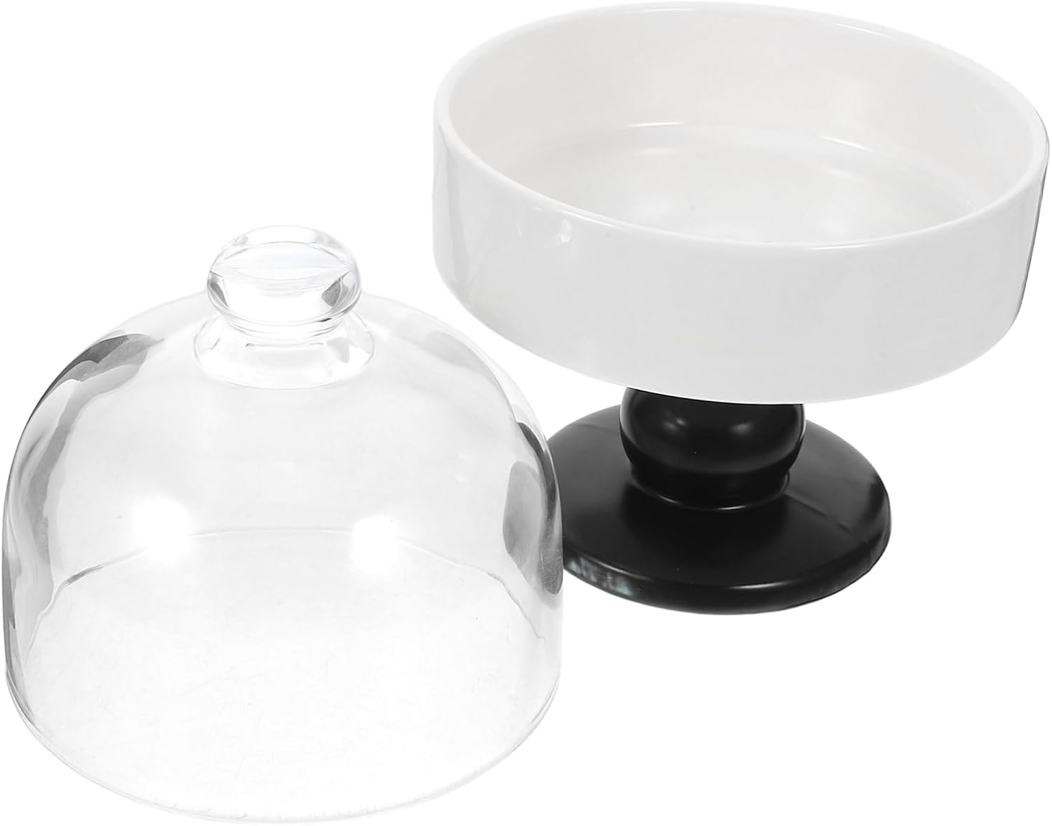 Ceramic Dessert Bowl for Cake Ice Cream Pedestal Bowl Lid Fruit Serving Plate Snack Decorative Table Centerpiece