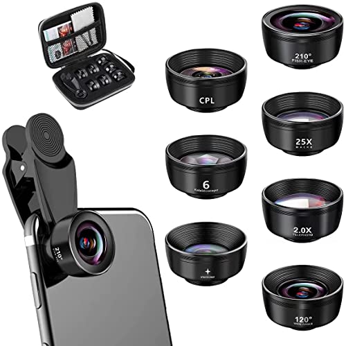 7 in 1 Kit Obiettivo Del Telefono Cellulare Obiettivo Grandangolare Macro Fisheye Obiettivo Universale per smartphone e tablet (A)