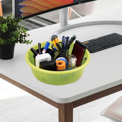 Image of Kuber Industries Pack of 6 Desk Organizer | Stationery Organizer | Multipurpose Storage Organizer | Office Supplies for Pen-Pencil-Staplers | Desktop Organizer | 6 LTR | Green & White