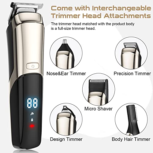 Beard Trimmer, Cordless Hair Clippers For Men Body Hair Trimmer, Mustache Nose Facial Cutting Groomer, Waterproof Electric Shaver 11 In 1 Grooming Kit, Usb Rechargeable & Led Display 1.0 Count #TOP1