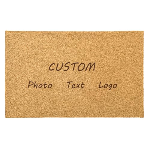 MEILYA Kokosmatte nach Maß Kokos Fußmatte für Innen 40×60cm,45x75cm – Fussmatte Kokosmatte Schmutzfangmatte Welcome Design,Gelb,80 * 120