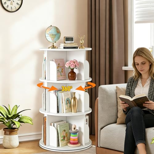 RUNSUNSPRI 3 Tier Rotating Bookshelf Tower Spinning Bookshelf by RUNSUNSPRI - Used condition - US$61.51