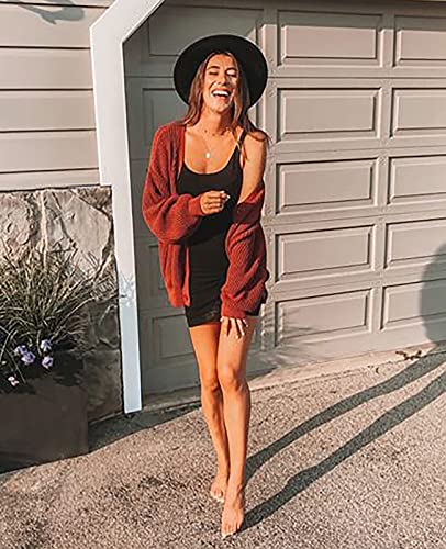 Qualfort Women's Cardigan Sweater 100% Cotton Button-Down Long Sleeve Oversized Knit Cardigans Orange Red Medium #TOP1