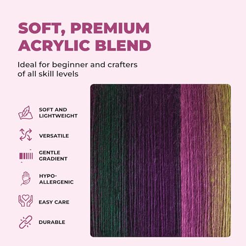 Image of Mary Maxim Prism Yarn, Acrylic Multicolor DK Yarn, 290 Yards, Succulent | Ombre Yarn, 3 Weight, Machine Wash, For Knitting and Crochet, Create Baby Items, Blankets, Afghans, Clothing Variegated Yarn