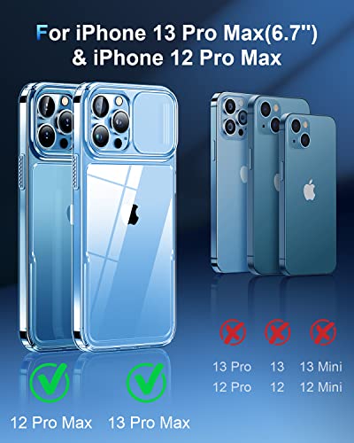 Simtect For Iphone 13 Pro Max Case With Camera Cover For Iphone 12 Pro Max Case Crystal Clear & Not-Yellowing Slim Miltary Shockproof Protective Phone Case For Iphone 13 Pro Max & 12 Pro Max (Clear) #TOP1