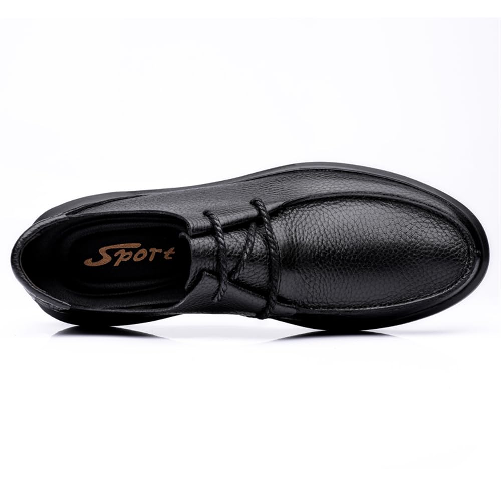 Zapatos de vestir para hombre, mocasines de piel auténtica, cómodos, informales, de negocios, zapatos planos, Black, 40 2/3 EU