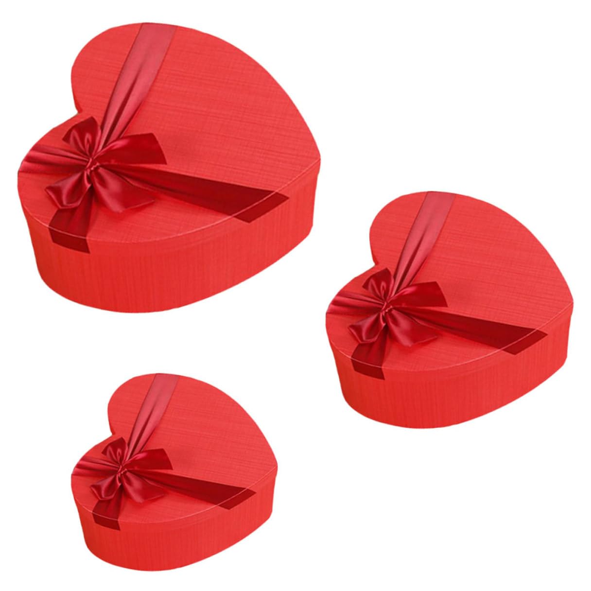 FONDOTIN Herzförmige Geschenkbox 3 Stück Rot mit Deckel Süßigkeiten und Schmuckaufbewahrung für Valentinstag und Hochzeit