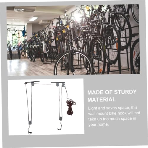 Soporte para bicicleta de pared y techo resistente de acero negro y compacto 6