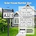 Solar House Number Sign, deerdance LED Illuminated Outdoor Address Plaque with Smart Control, 3-Color in 1 Waterproof Solar Powered House Number Light with Stakes for Outside Home, Yard, Street, House