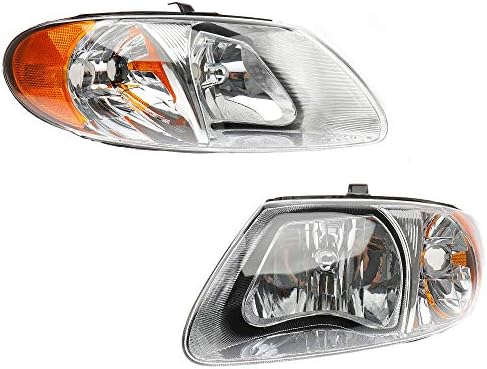 BRTEC Headlights Assembly Kit for 2001 2002 2003 2004 2005 2006 2007 Chrysler Town & Country & Dodge Caravan; 01-03 Voyager; 2001 2002 2003 2004 2005 2006 2007 Dodge Grand Caravan Headlights Assembly