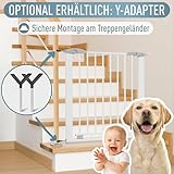 ib style Türschutzgitter Yael für Babys 73,5-81,5 cm - Ohne Bohren, Treppenschutzgitter zum Klemmen, Stabiles Schutzgitter, Hundeabsperrgitter, Sicherheitsgitter für Kinder, Metall, Weiß