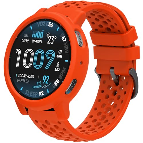 Lijinlan Case and Band Fit for Amazfit Active Max, Soft Silicone Protective Case Cover with Breathable Sport Replacement Strap for Amazfit Active Max Smart Watch Accessories (Orange)