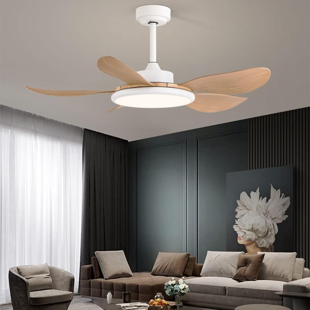 Imitation Wood Farmhouse Ceiling Fan with Light Ceiling Fans with Lights and Remote 36 inch Modern Smart Ceiling Fan Simple Ceiling Fan with Lights for Bedroom Living Room
