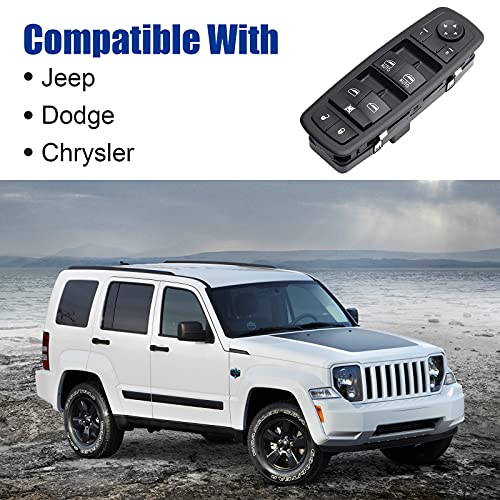 Power Window Switch Master Control Driver Side Front Left Compatible for 2009-2012 Dodge Ram 1500 2500 3500 Journey, 2007-2011 Dodge Nitro, 2008 2010 Chrysler Town Country, J\'eep Liberty, OE Replace