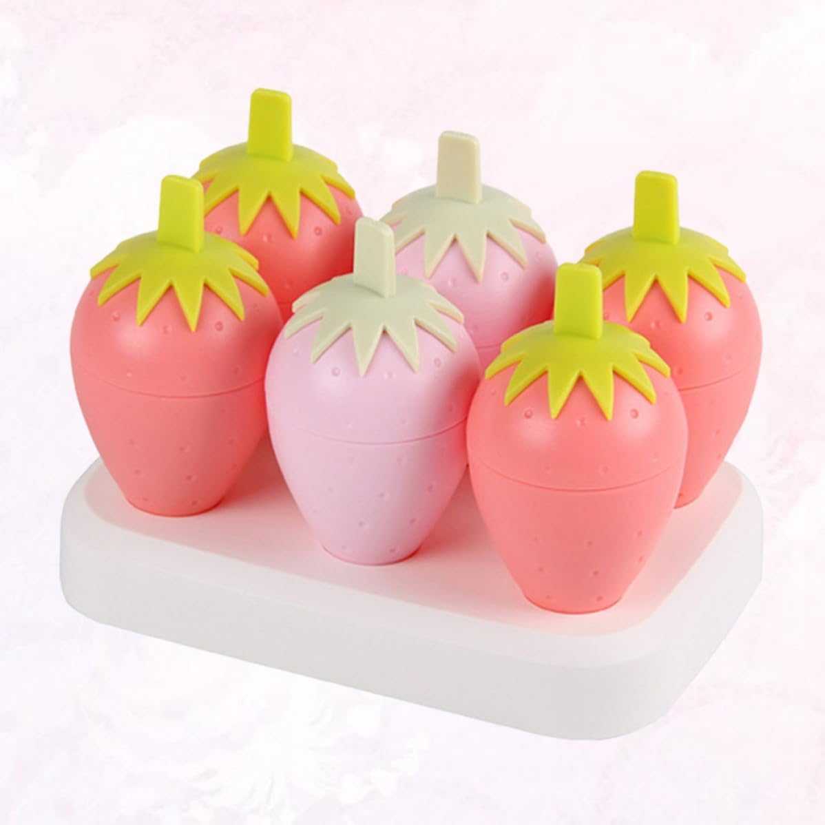 Strawberry Shaped Ice Pop Mold 6 Grid PP Silicone for Home