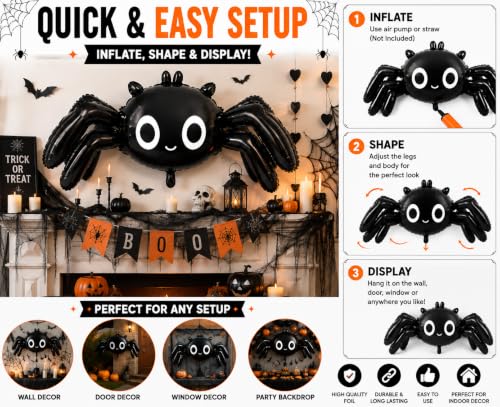Image of AMFIN Halloween Spider Foil Balloon Decoration 44x16 inch