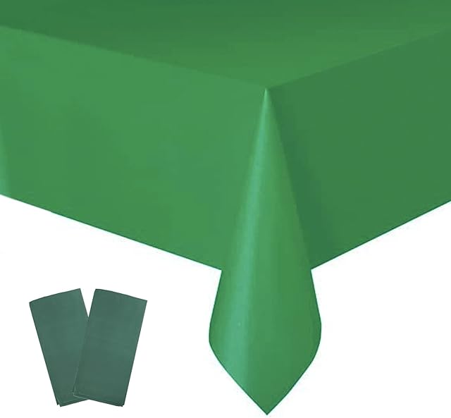 2Pcs 137*274cm Green Disposable Christmas TableCloth Party,Rectangular Dining Tablecovers Plastic Green Table Cloth Party for Indoor/Outdoor Picnic,Christmas,Halloween,Birthday Parties Decorations