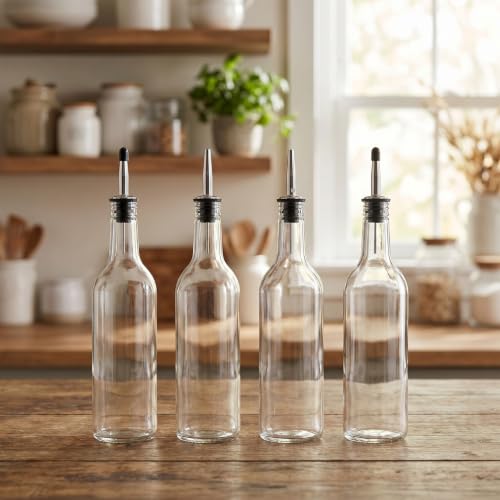 MAQUITA 8 Pack Syrup Bottles with Pourer, 25 oz Plastic Long Neck Bottle with Stainless Steel Tapered Spout and Cap, Clear Empty Containers for Syrup, Juice, Alcohol, Home Bar & Kitchen Supplies by MAQUITA - Used condition - Image 7