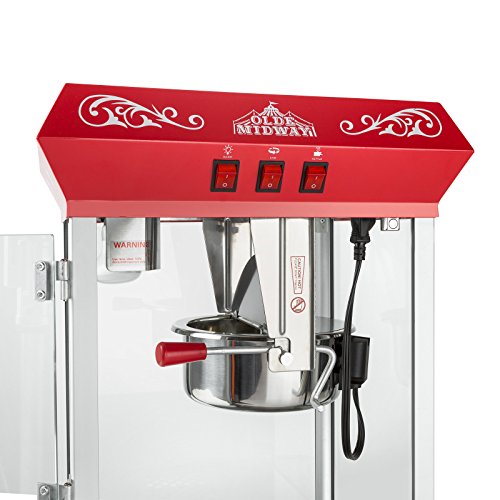 Olde Midway Bar Style Popcorn Machine Maker Popper With 8-Ounce Kettle - Red #TOP4