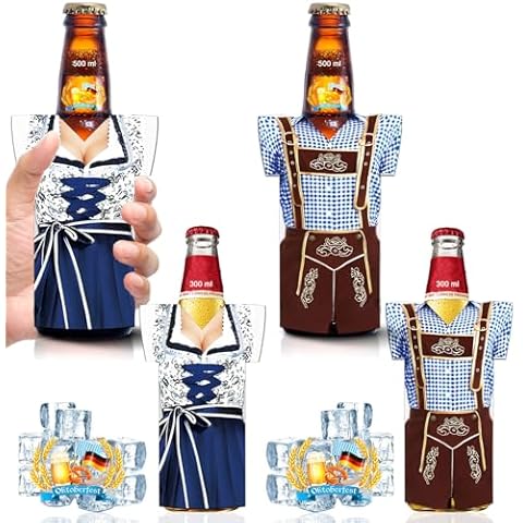 Oktoberfest Decorations Beer Bottle Sleeve Insulators Party Supplies, Bottle Cooler Sleeve Holder Insulated Jackets Keep Warm and Cold Thermocoolers for Bavarian Octoberfest Couples Lover Gift Cover