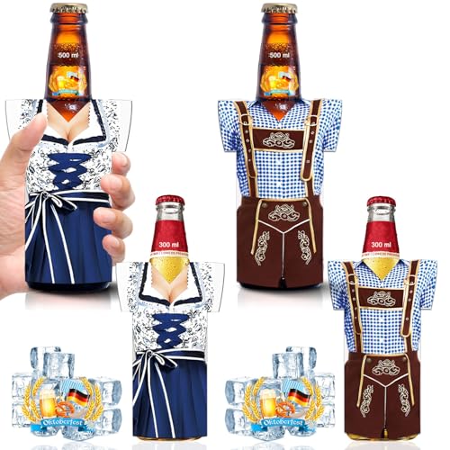Beer Bottle Holder Oktoberfest Decorations, Bottle Insulator Cooler Sleeve Neoprene Insulated Jackets Keep Warm and Cold Beer Bottle Thermocoolers for Party Supplies Gift Couples Lover