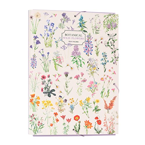Grupo Erik Botanical Wild Flowers A4 File Folder | 13.4 x 10 inches - 34 x 25.5 cm | 3 Flap Folder | Document Organizer | School Folder | Document Folder | Cute Stationery