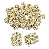 uxcell ノブ付きインサートナット 50個セット M4 x 6mm L x 6mm OD 3Dプリント用真鍮ナット 女性ねじ込みインサート 真鍮ヒートセットインサート 埋め込みナット