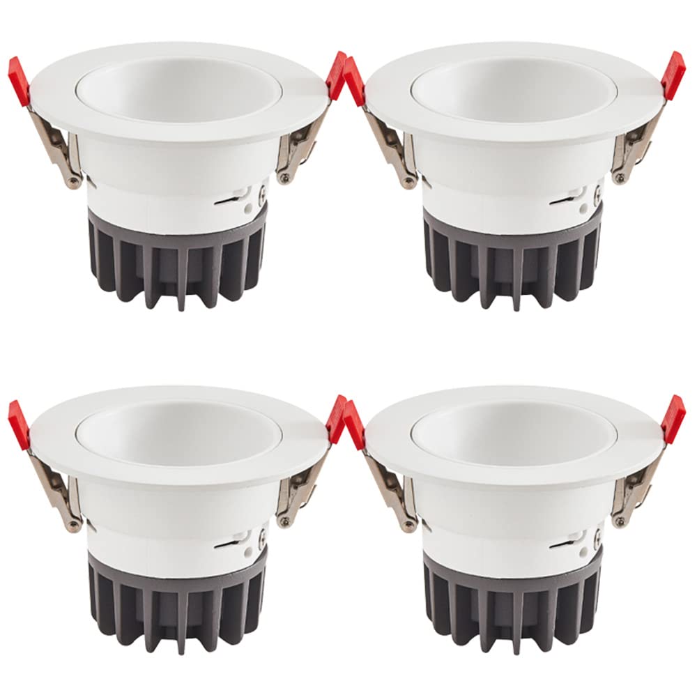 Aioneer 4 Pcs Recessed Gimbal Downlight 4 Inch Adjustable Angle 30° Spotlight Baffle Trim Eyeball Downlight Embedded Hole Light Daylight Retrofit Downlight 3000K/4000K/6000K Selectable7w-3500K