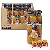 Sable & Rosenfeld Vodka Tipsy Fiery Olives 5 oz Jar (Pack of 6), Green Olives Stuffed with Turkish Peppers, Kosher, Gluten-Free Cocktail Garnish