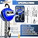 FITHOIST Hand Chain Hoist 1Ton, Chain Fall 20FT, G80 Manganese Steel with 2 Heavy Duty Hooks, Heavy Duty Pulley Hoist for Garages Warehouse Automotive Machinery, Presents for Dad Husband Men
