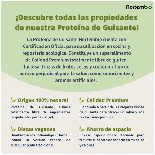Nortembio-Proteina-ISO-Guisantes-350-g-Ecologica-Sin-Sabor-Origen-100-Natural-Proteina-de-Guisante-Aislada-para-Veganos-Pea-Protein-Isolate-En-Polvo-Sin-Azucares-ni-OGM-sin-Gluten