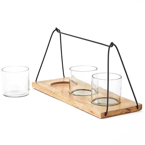 The Lakeside Collection Modern Farmhouse Decor Accents - Wood & Iron Candleholder