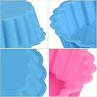 Vista 4 de Paquete de 8 moldes de silicona para tartas y tartas, moldes redondos de 4.2 pulgadas, moldes pequeños estriados para tartas, mini moldes