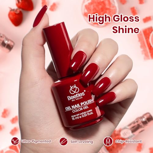 Image of Beetles Red Gel Polish - Berry Naughty 15ML /0.51Fl Oz, Red Gel Nail Polish, Color-Matched Bottle, Soak-Off UV LED, Long-Lasting Holiday & Summer Nails Art for DIY Beginners & Salon Pros