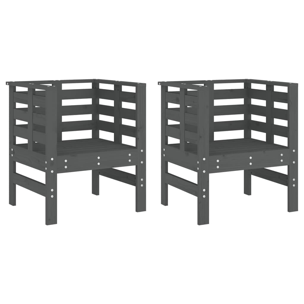 Chaises de jardin grises lot de 2 en bois massif stable fini les sièges fragiles