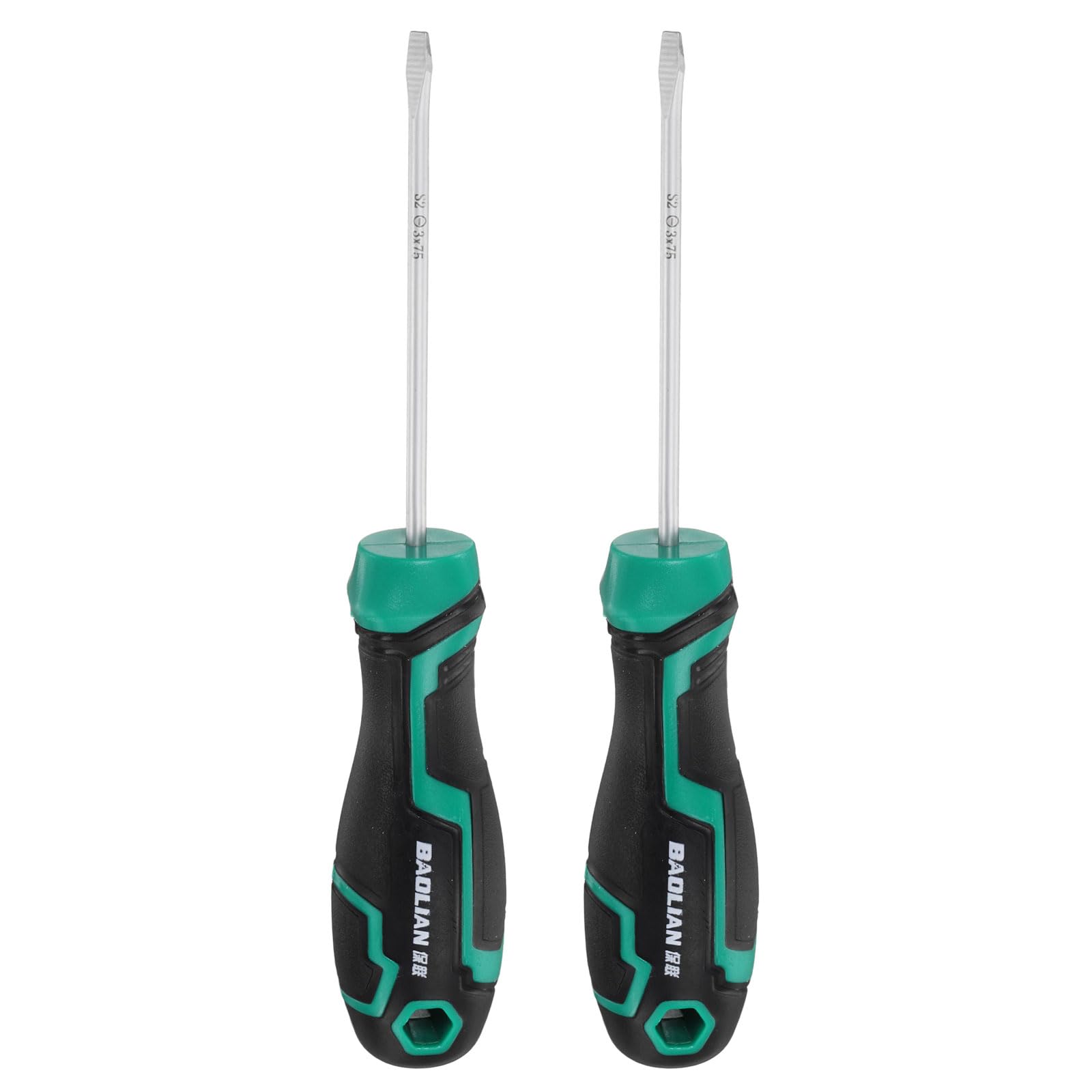 sourcing map 2pcs SL3 Flat Head Screwdriver 6.1" Length S2 Steel Magnetic Slotted Screwdrivers with Ergonomics Grip for Fastening Loosening DIY Repairing