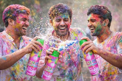 Image of BOSS Natural Skin-Friendly snow Spray Bottle Color | Non-Toxic organic natural holi colour (GREEN)-750ML