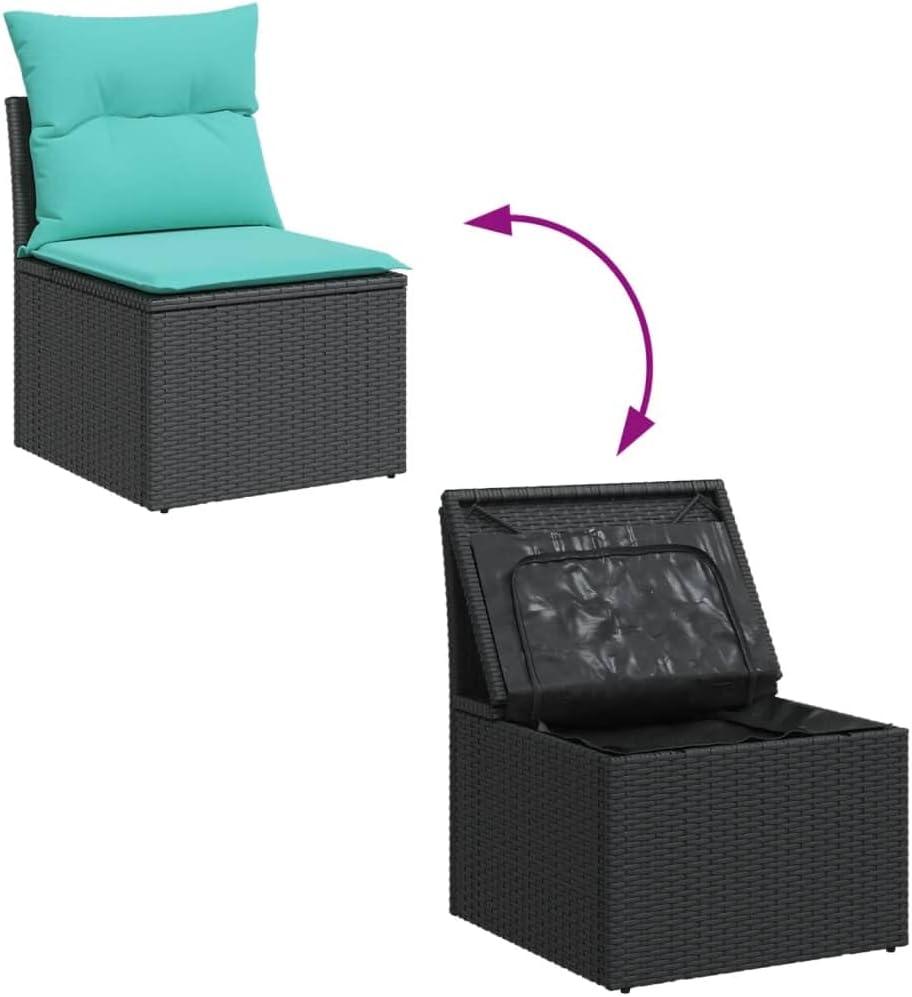 vidaXL Modern Outdoor Sofa, Rectangular Design, Durable Poly Rattan, Removable Cover, Ergonomic Seating, Ample Storage, Garden Couch