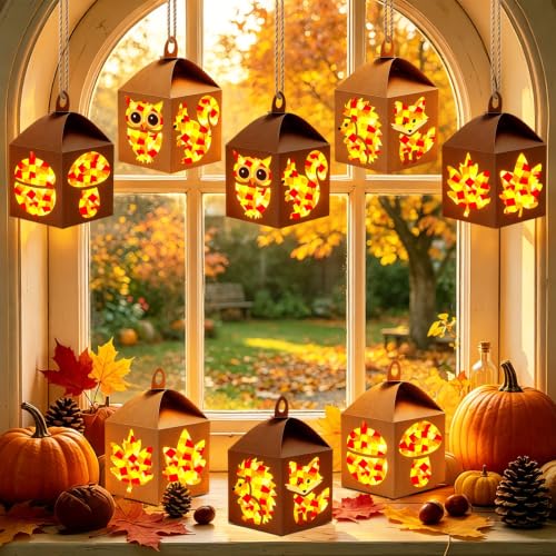 HILKKET Lanternes Kit Bricolage Enfant Automne : 8 Hiboux Renard Feuille – vue 6