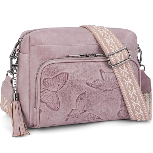 Vegan Leather Crossbody Bags for Women Butterfly Crossbody Purses Lightweight Women's Shoulder Handbag with Tassel