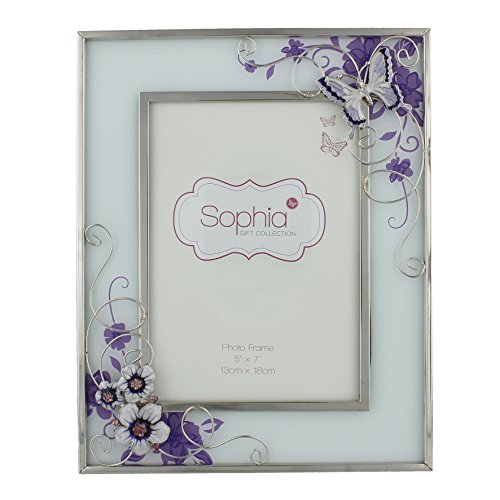 Oaktree Gifts Purple Butterfly Flowers And Diamante Glass Photo Frame 5 X 7 #TOP12