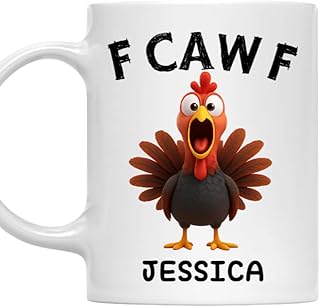Fueled by Pure Cawfee Power - Personalized Coffee Mug, Custom Farm Animal Chicken Lover Mug, F-Caw-F Funny Turkeys Cup, Funny F-Kaw-F Coffee Cup for Friend, Friends Coworkers Gifts on Christmas