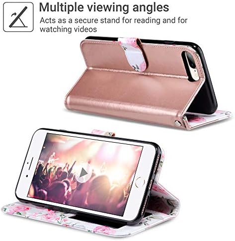 ULAK Compatible with iPhone 7 Plus/iPhone 8 Plus Wallet Case for Women Girls, PU Leather Flip Cover with Card Holder Kickstand Protective Purse Case for iPhone 7 Plus/8 Plus 5.5 Inch, Rose Gold