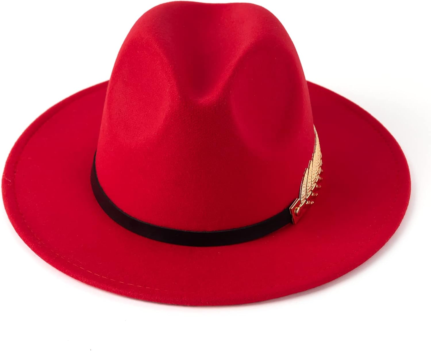 Women's Wide Brim Fedora Panama Hat with Metal Belt Buckle - Image 3