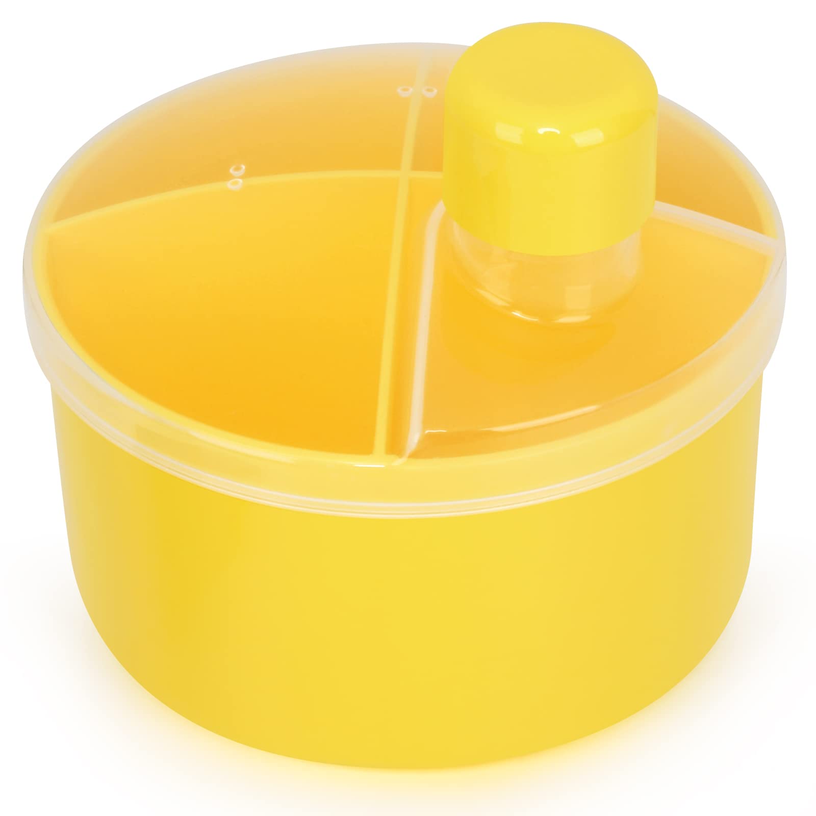Accmor Formula Dispenser On The Go, Non-Spill Rotating Four-Compartment Formula Container To Go, Milk Powder Snack Storage Container for Infant Toddler Travel Outdoor, Yellow
