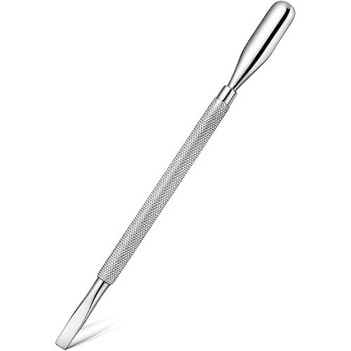 Tyqour Cuticle Remover Tool Nail Cuticle Pusher Tool Professional Double Ended Metal Cuticle Pusher Durable Manicure and Pedicure Tool for Finger & Toenails, Silver