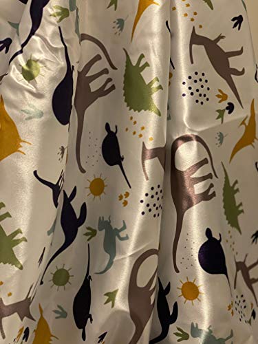 Image of Satin Crib Fitted Sheet for Baby, Girls, Boys, Toddler Bed,daybed to retain Hair Moisture (Dinosaur - Size 52 x 28 inches)
