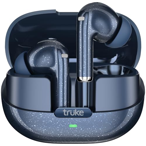 truke New Launch Buds Aura True Wireless in Ear Earbuds with 70Hrs of Playtime and Fast Charging Ear Buds, 13mm Titanium Drivers, Quad-MIC ENC TWS, 40ms Low Latency Gaming Buds, BT 5.4 (Azure Blue)