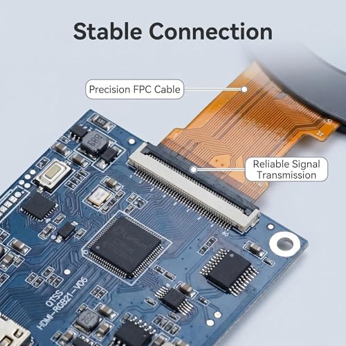Image of TekGroAml 2.8 Inch Round Touch LCD Display,HDMI Board, 480x480 | IPS Capacitive Touch Screen, for Dashboard, SBC Control Panel, Windows Compatible